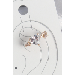 Mey İthalat® Pirinç Gold Renk Zirkon Taşlı Kalp Ok Model Kadın Kıkırdak Küpe