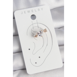 Mey İthalat® Pirinç Gold Renk Zirkon Taşlı Kalp Ok Model Kadın Kıkırdak Küpe