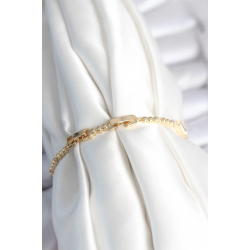 Mey İthalat® Pirinç Gold Renk Zirkon Taşlı Kalpli Model Kadın Bileklik