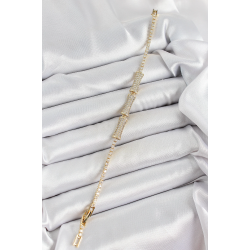 Mey İthalat® Pirinç Gold Renk Zirkon Taşlı Kemik Model Kadın Bileklik