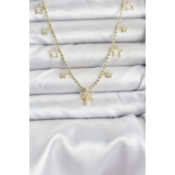 Mey İthalat® Pirinç Gold Renk Zirkon Taşlı Kutup Yıldızı Model Kadın Kolye