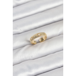 Mey İthalat® Pirinç Gold Renk Zirkon Taşlı Kutup Yıldızı Model Kadın Yüzük