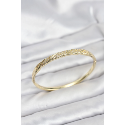 Mey İthalat® Pirinç Gold Renk Zirkon Taşlı Model Kadın Kelepçe Bileklik