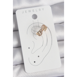 Mey İthalat® Pirinç Gold Renk Zirkon Taşlı Sonsuzluk Zincir Model Kadın Kıkırdak Küpe