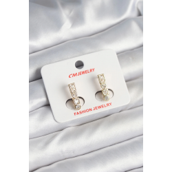 Mey İthalat® Pirinç Gold Renk Zirkon Taşlı Vintage Kadın Küpe