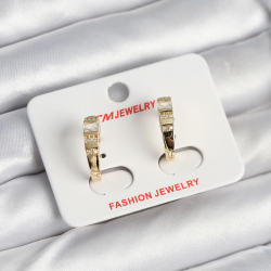 Mey İthalat® Pirinç Gold Renk Zirkon Taşlı Vintage Kadın Küpe