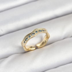 Mey İthalat® Pirinç Gold Renk Zirkon Taşlı Vintage Kadın Yüzük