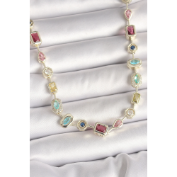 Mey İthalat® Pirinç Gold Renk Zirkon Taşlı VIP Seri Kadın Kolye