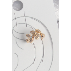 Mey İthalat® Pirinç Gold Renk Zirkon Taşlı Yaprak Model Kadın Kıkırdak Küpe