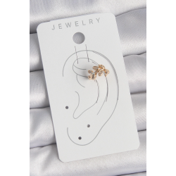 Mey İthalat® Pirinç Gold Renk Zirkon Taşlı Yaprak Model Kadın Kıkırdak Küpe