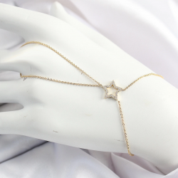 Mey İthalat® Pirinç Gold Renk Zirkon Taşlı Yıldız Model Şahmeran