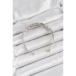 Mey İthalat® Pirinç Gümüş Renk Arpa Zirkon Taşlı Kadın Bileklik