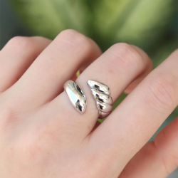 Mey İthalat® Pirinç Gümüş Renk Ayarlanabilir Sarmal Yüzük