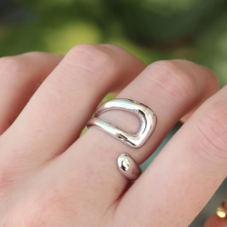 Mey İthalat® Pirinç Gümüş Renk Ayarlanabilir Yüzük