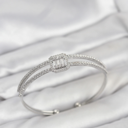 Mey İthalat® Pirinç Gümüş Renk Baget Model Kadın Bileklik