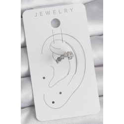 Mey İthalat® Pirinç Gümüş Renk Bal Peteği Model Zirkon Taşlı Kadın Kıkırdak Küpe