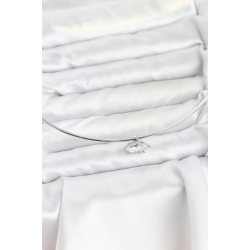 Mey İthalat® Pirinç Gümüş Renk Choker Model Zirkon Taşlı Kadın Kolye