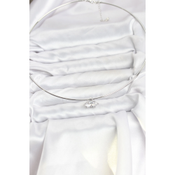 Mey İthalat® Pirinç Gümüş Renk Choker Model Zirkon Taşlı Kadın Kolye