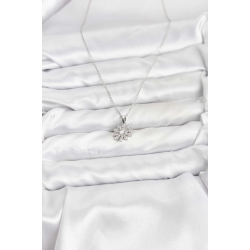 Mey İthalat® Pirinç Gümüş Renk Çiçek Model Kadın Kolye