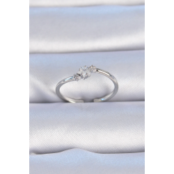 Mey İthalat® Pirinç Gümüş Renk Çiçek Model Zirkon Taş Detay Kadın Yüzük