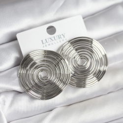 Mey İthalat® Pirinç Gümüş Renk Circle Model Kadın Küpe