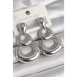 Mey İthalat® Pirinç Gümüş Renk Damla Detay Sallantı Halka Model Kadın Küpe