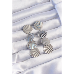 Mey İthalat® Pirinç Gümüş Renk Deniz Kabuğu Model Sallantılı Küpe