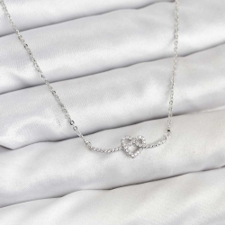 Mey İthalat® Pirinç Gümüş Renk Düğüm Kalp Model Kadın Kolye