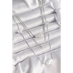 Mey İthalat® Pirinç Gümüş Renk Ezme İnci Model Çoklu Kadın Kolye