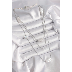 Mey İthalat® Pirinç Gümüş Renk Ezme İnci Model Çoklu Kadın Kolye