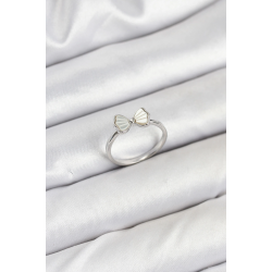 Mey İthalat® Pirinç Gümüş Renk Fiyonk Model Kadın Yüzük