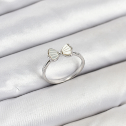 Mey İthalat® Pirinç Gümüş Renk Fiyonk Model Kadın Yüzük