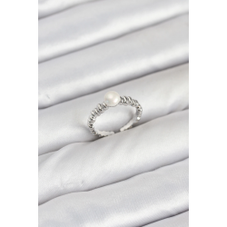 Mey İthalat® Pirinç Gümüş Renk Göbek İnci Model Kadın Yüzük