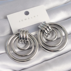 Mey İthalat® Pirinç Gümüş Renk Halka Model Kadın Küpe