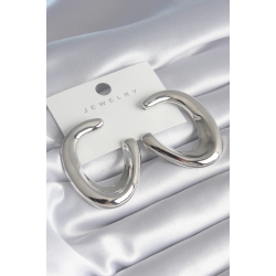 Mey İthalat® Pirinç Gümüş Renk Halka Model Kadın Küpe