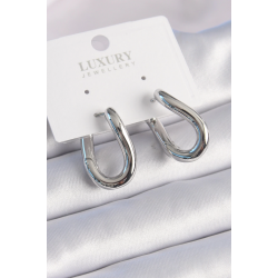 Mey İthalat® Pirinç Gümüş Renk Halka Model Kadın Küpe