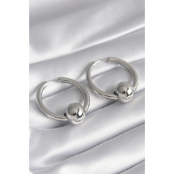 Mey İthalat® Pirinç Gümüş Renk Halka Top Model Kadın Küpe