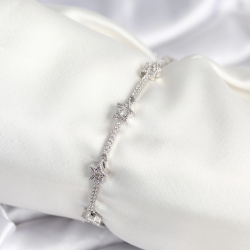 Mey İthalat® Pirinç Gümüş Renk Halley Yıldız Model Kadın Bileklik