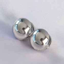 Mey İthalat® Pirinç Gümüş Renk İçi Boş Minimal Topçuk Küpe