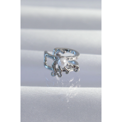 Mey İthalat® Pirinç Gümüş Renk İncili Ahtapot Earcuff Küpe