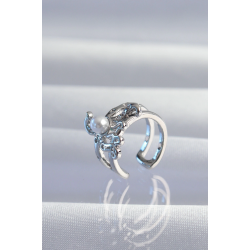 Mey İthalat® Pirinç Gümüş Renk İncili Ahtapot Earcuff Küpe