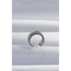 Mey İthalat® Pirinç Gümüş Renk İncili Baget Taşlı Earcuff Küpe