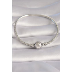 Mey İthalat® Pirinç Gümüş Renk İşleme Detay Charm Model Kadın Bileklik