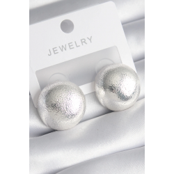 Mey İthalat® Pirinç Gümüş Renk İşleme Detay Top Model Kadın Küpe