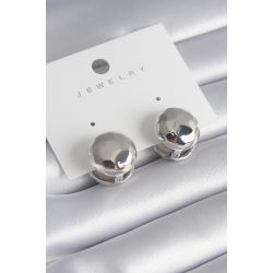 Mey İthalat® Pirinç Gümüş Renk İşleme Detay Top Model Kadın Küpe