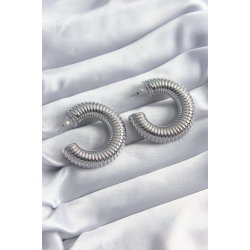 Mey İthalat® Pirinç Gümüş Renk İşleme Halka Model Kadın Küpe