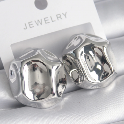 Mey İthalat® Pirinç Gümüş Renk İşlemeli Top Model Kadın Küpe