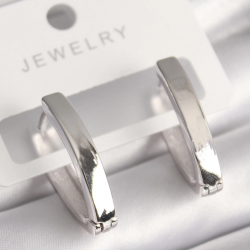 Mey İthalat® Pirinç Gümüş Renk Kadın Küpe