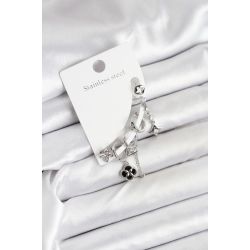 Mey İthalat® Pirinç Gümüş Renk Kadın Set Küpe