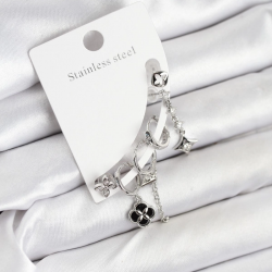 Mey İthalat® Pirinç Gümüş Renk Kadın Set Küpe